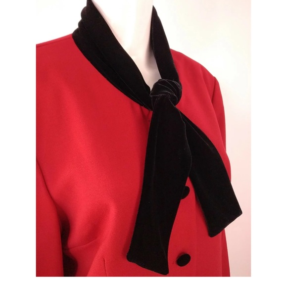 Talbots Petites Wool Red Blazer With Black Velvet - Picture 3 of 9